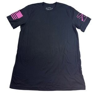 Grunt Style F**k Cancer Pink Ribbon Graphic T-Shirt Black Men's Size Large